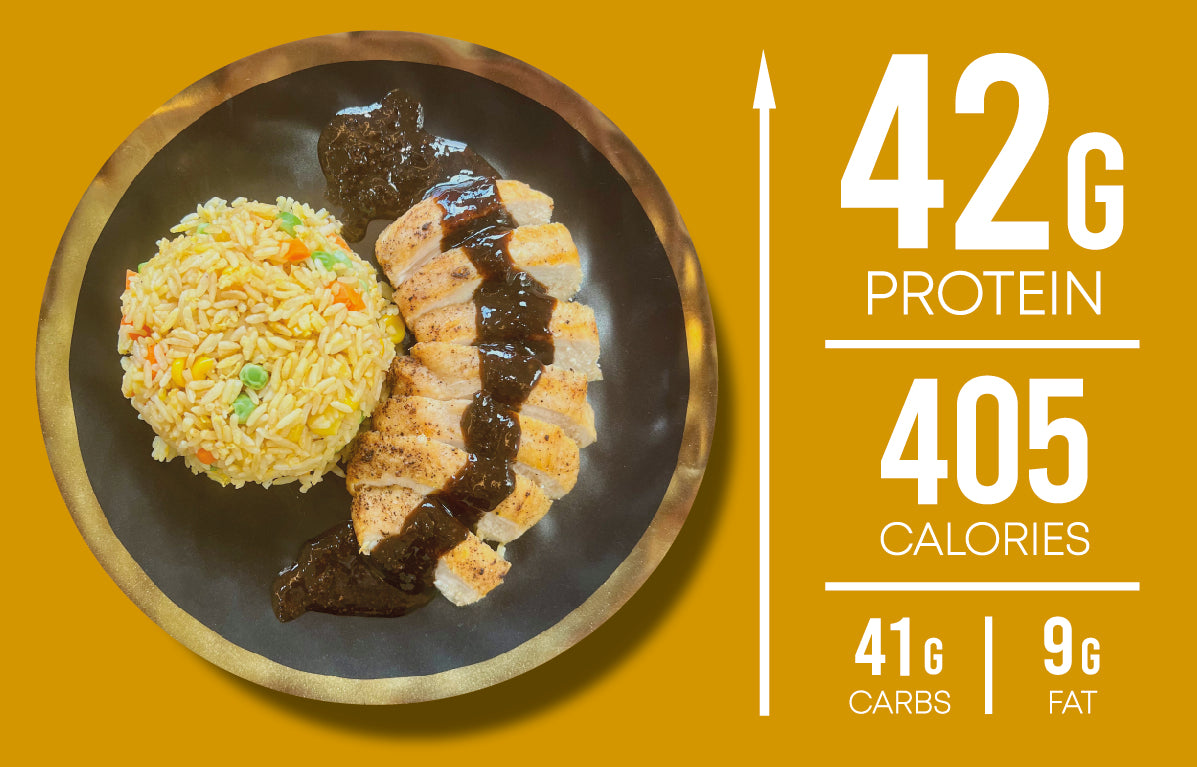 Black Pepper Sauce Chicken with Fried Rice