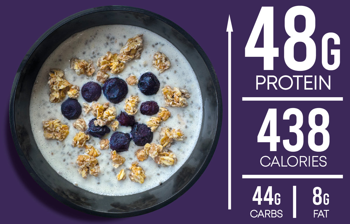 Overnight Vanilla Protein Oats with Blueberry & Granola
