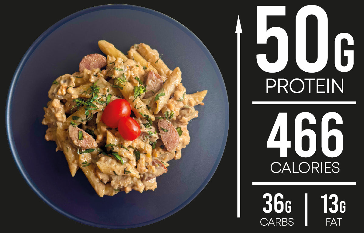 Italian Sausage & Chicken Pasta in Mushroom Cream Sauce
